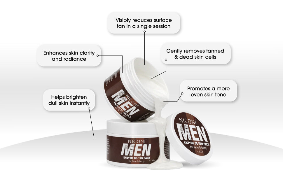Niconi Men Enzyme De-Tan Pack For Face & Body 300g