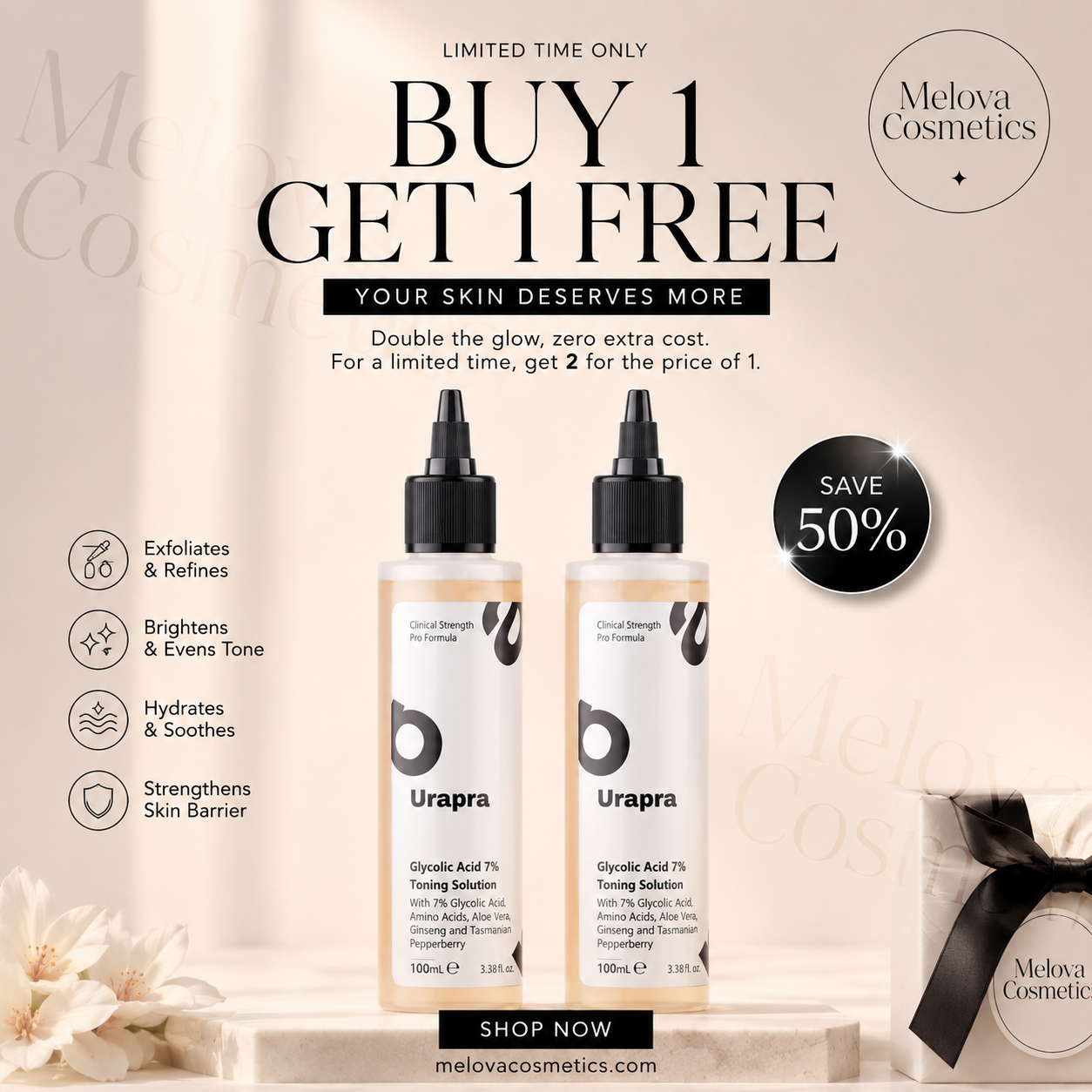 Urapra Glycolic Acid Toner Solution | Buy 1 Get 1 Free