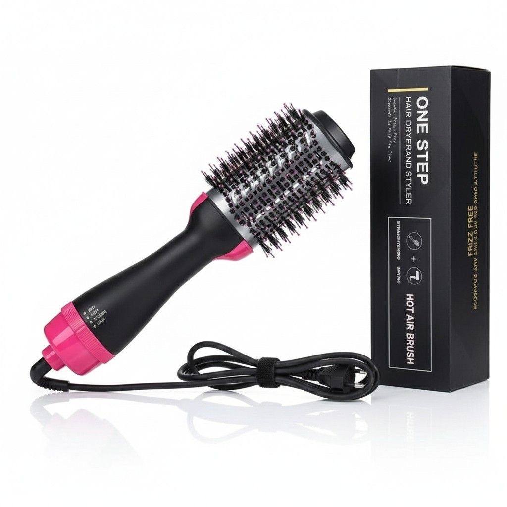 One Step Hot Air Brush Dryer & Straightener with Free Hair Hold Spray