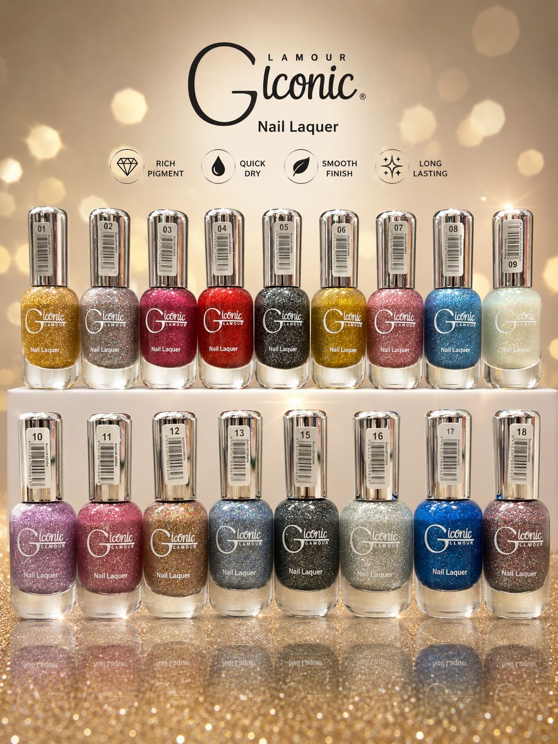 Glamour Iconic Nail Laquer – Glitter Finish Collection