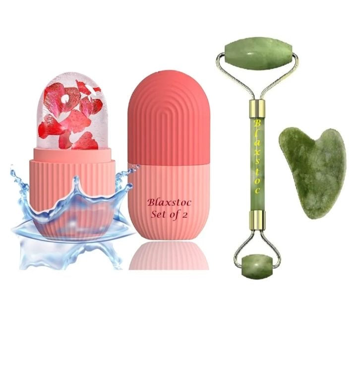 Jade Roller, Gua Sha & Ice Roller Facial Massage Set